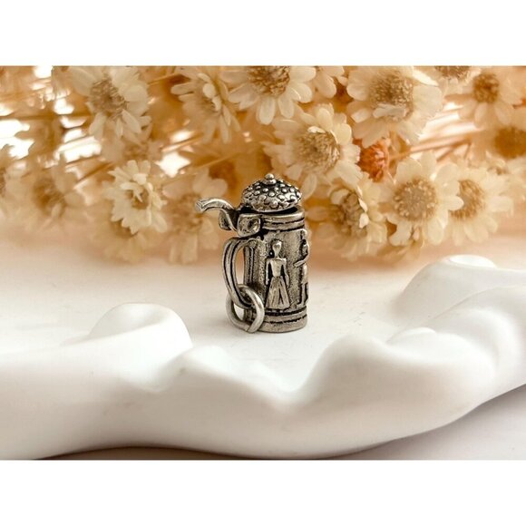 German Stein Mug Craft Beer Lidded Teeny Tiny Figural Vintage Pendant | Charm - Picture 9 of 11